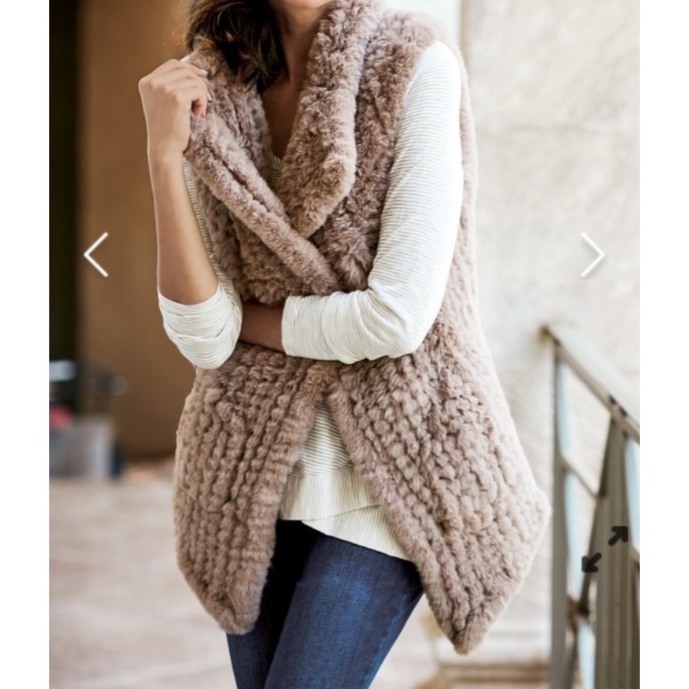 Soft Surroundings Taupe Faux Fur Vest